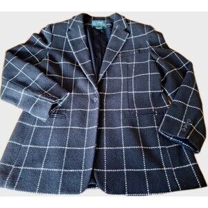Vintage LAUREN Ralph Lauren Women's Wool Black N White Lined Blazer Size 16